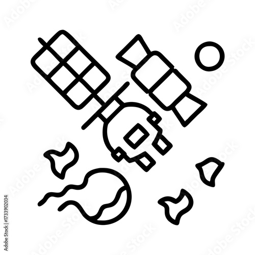 Vector art of planet destruction with debris catastrophic event in outer space