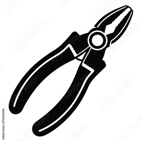 Black silhouette of combination pliers on a white background tool hand tool
