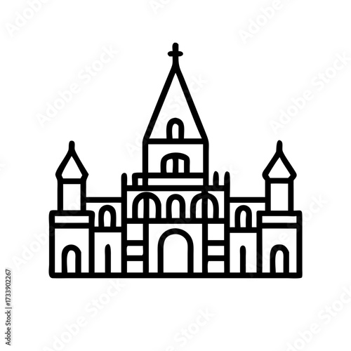 Wallpaper Mural Vector art of line art illustration of a cathedral, showcasing architectural design Torontodigital.ca