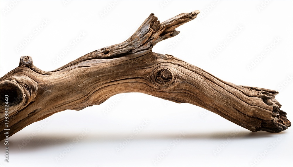 Naklejka premium Driftwood Old Branch Isolated On White Transparent Background