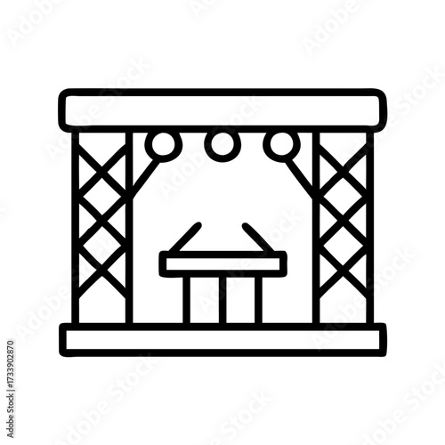 Illustration of a modern stage with lights and a table, , ideal for a concert