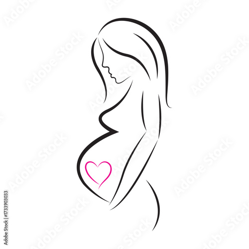 Simple Illustration of Pregnant Woman Vector Illustration