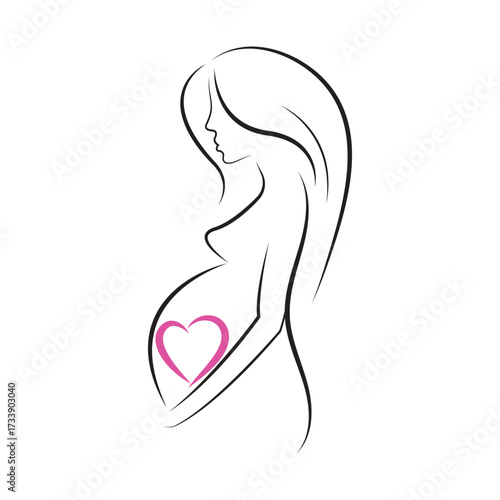Simple Illustration of Pregnant Woman Vector Illustration