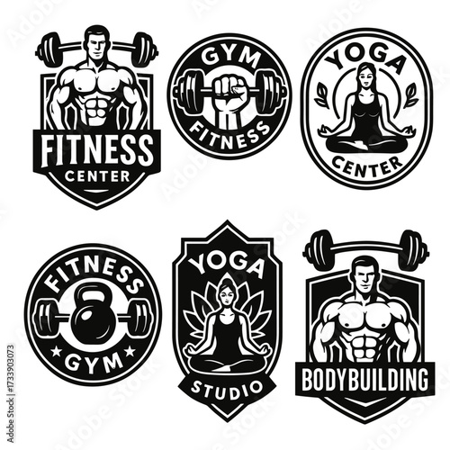 Gym and fitness vector badges collection