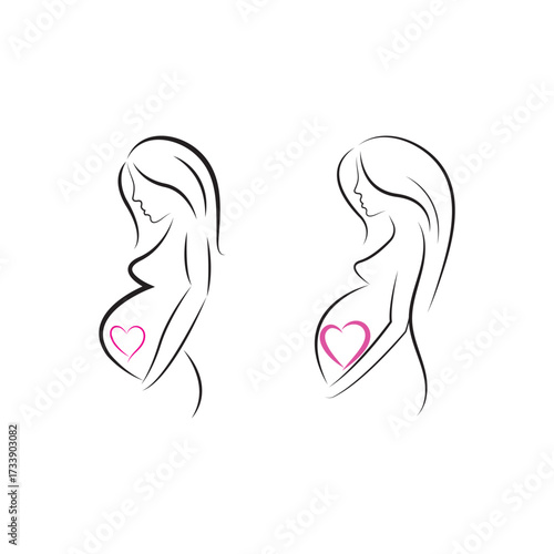 Simple Illustration of Pregnant Woman Vector Illustration