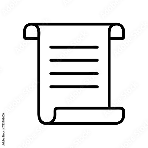 Vector art of scroll icon representing document, paper, or ancient manuscript in outline style