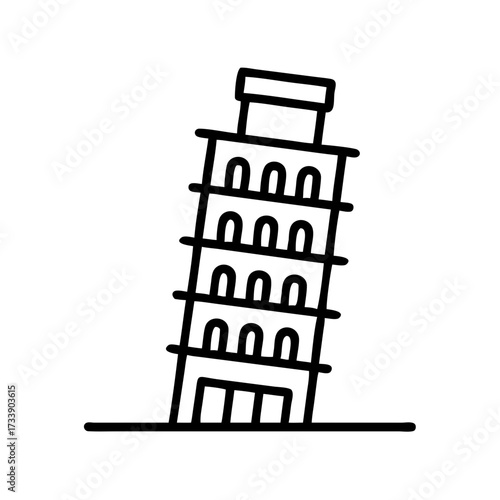 Vector art of leaning tower of pisa line icon, famous italian landmark, travel destination