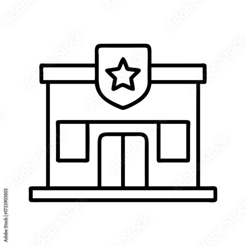 Vector art of police station icon thin line vector illustration of a police station building