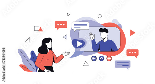 Connecting through conversation and digital communication platforms facilitating interaction and understanding.