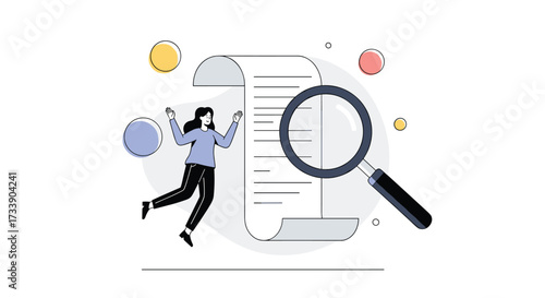 Discovering insights within extensive documentation and records using a magnifying glass.
