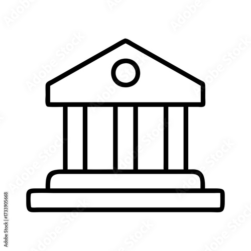 Vector art of traditional bank building with columns and triangular pediment, a financial institution