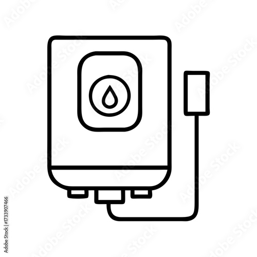 Vector art of outline icon of a water heater, representing plumbing and home appliances