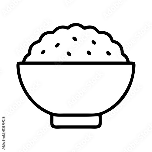 Vector art of bowl of food simple outline icon of a bowl with food inside, minimal design