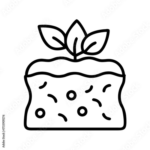 Vector art of seedling in soil, a symbol of new life and growth in agriculture