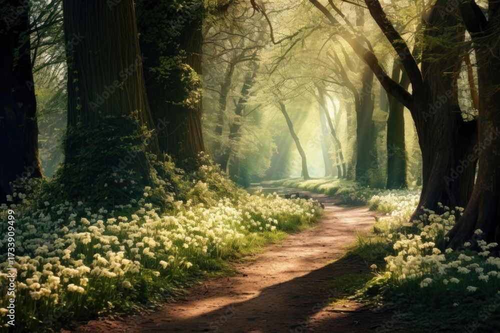 Obraz premium Spring landscape sunlight outdoors.