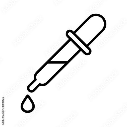 Vector art of dropper tool with a drop of liquid for design and medical purposes