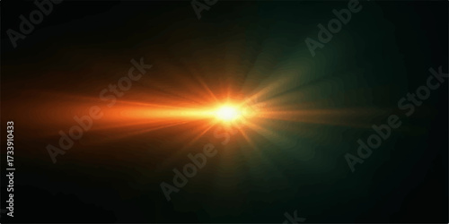 Bright orange sun rays abstract background with glowing light and energy flare