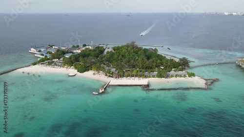 Tropical Island Resort with Overwater Bungalows