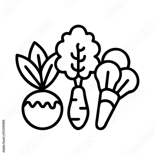 Vector art of fresh vegetable assortment, showcasing natures bounty and healthy eating habits