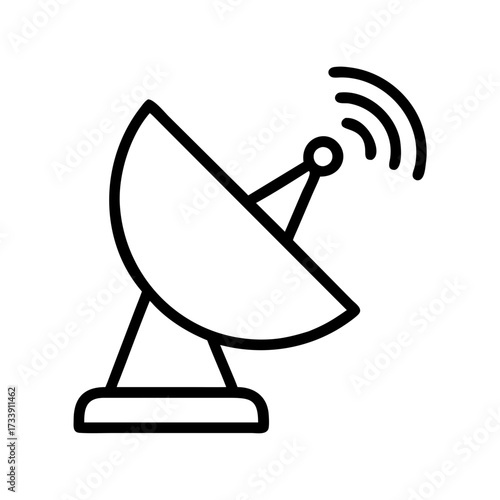 Illustration of a satellite dish with signal waves for communication purposes