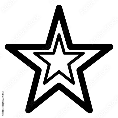Simple geometric star design with multiple layers of outlines in black and white