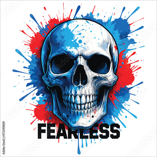 Fearless skull design for tshirt dtf digital print