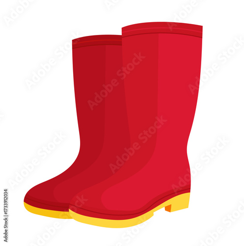 Red Rubber Boots Illustration Isolated on White Background