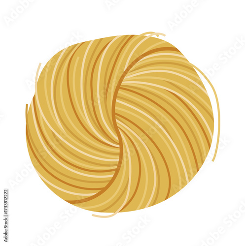 Pasta Nest or Ball of Pasta Illustration Isolated on White Background
