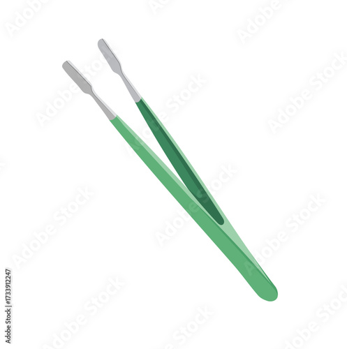 Green Surgical Tweezer Illustration Isolated on White Background