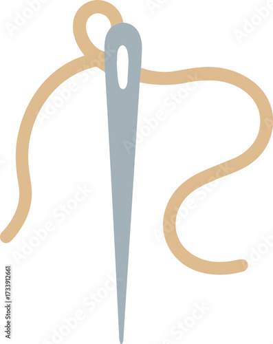 Simple Flat Style Needle and Thread Icon Illustration Graphic Design