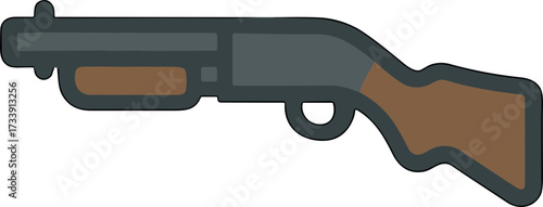 Flat Design Style Simple Detail Shotgun Armament Weapon Illustration Icon