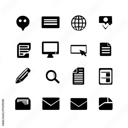 Info symbols, info buttons, and information icon collections are all part of this modern stock set in a flat style