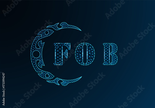 Low poly letter logo FOB design. FOB letter logo low poly vector design on blue color gradient background. FOB logo low poly design