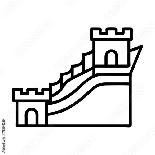 Vector art of great wall of china icon illustration, representing ancient architecture and heritage