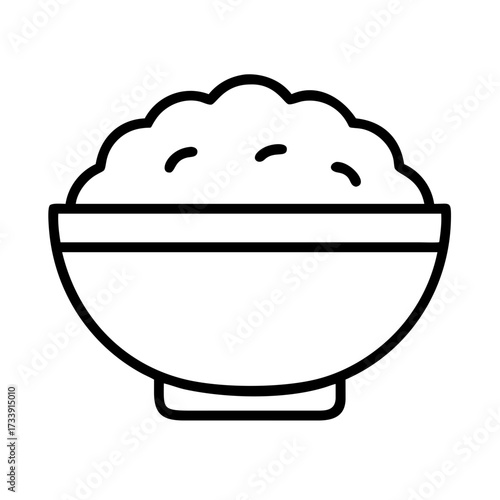 Vector art of bowl of food simple outline icon of a bowl with food inside, minimal design