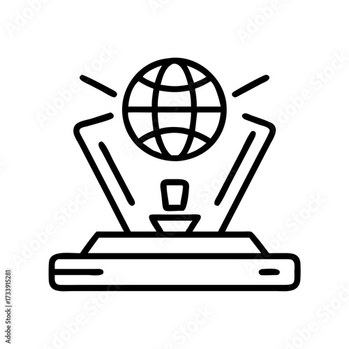 Vector art of hologram projection of the earth futuristic technology with a globe