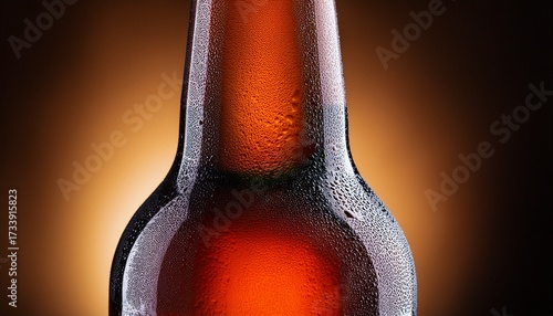 Icy Dark Brown Beer Bottle With Misty Condensation No Label Isolated On Transparent Background