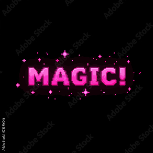 Retro Pixel Art Magic Word with Starry Glow Effect Animation