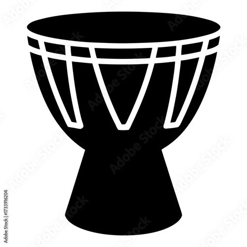 Detailed silhouette image depicting an African djembe drum with intricate design