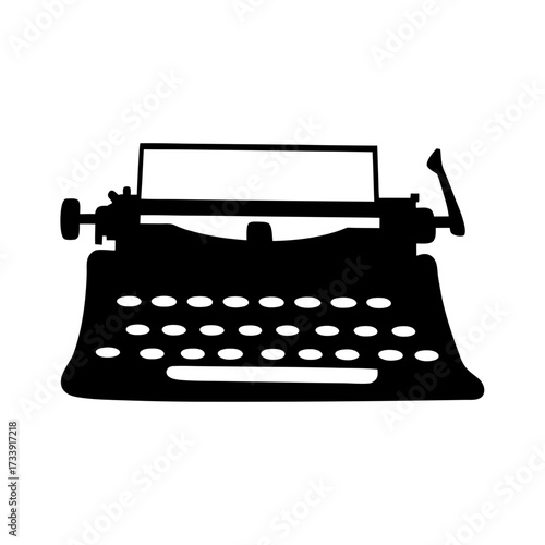 Silhouette of an old typewriter, a vintage piece of writing equipment