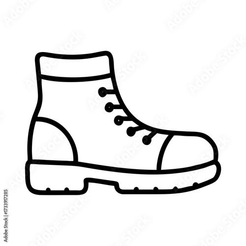Illustration of a sturdy work boot with laces, thick sole, and reinforced toe