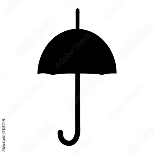 Simple black silhouette of an umbrella to keep you dry on a rainy day