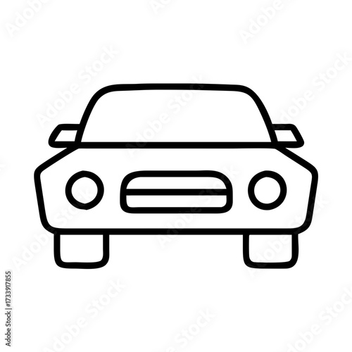 Vector art of front view of a car icon, simple and clean design for transportation themes