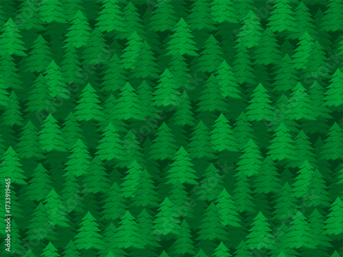 Seamless pattern with green fir forest. Vector illustration with trees endless spruce background. Chrisrmas wrapping paper, wallpaper or web page fill