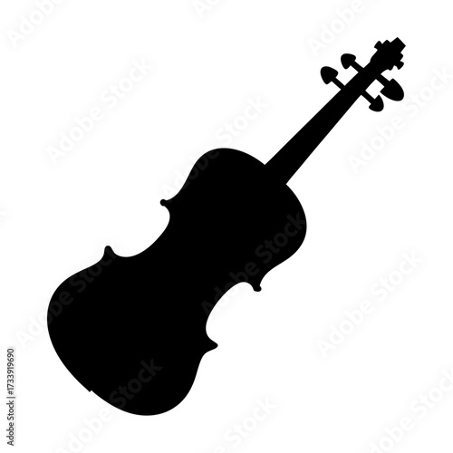 Silhouette of a classic violin, a stringed instrument for music performance