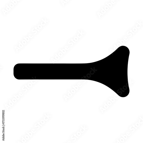 Silhouette illustration of a black musical instrument, possibly a clarinet mouthpiece