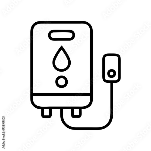 Vector art of outline icon of a water heater, a modern appliance for heating water