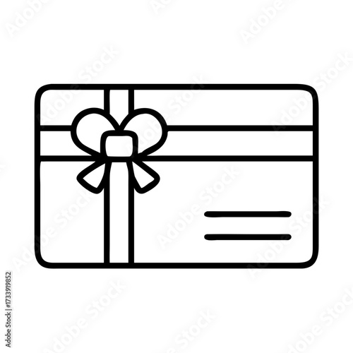 Illustration of a gift card with a bow for shopping or special occasion