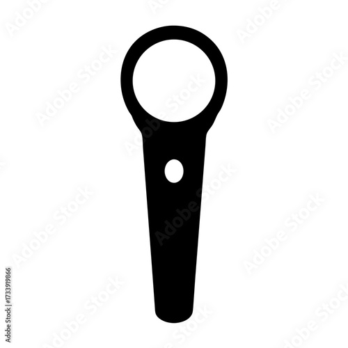 Stylized microphone illustration with a round top and minimalist design aesthetic