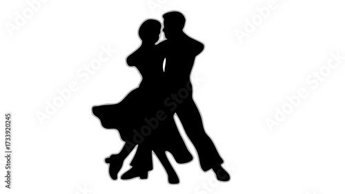 Elegant silhouette of a couple dancing the tango with passion and grace perfect for dance studios